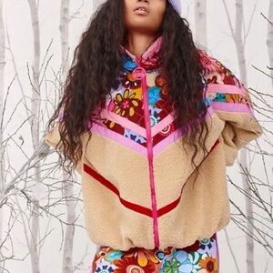 Women's CELIA B Bia Fleece Colorful Quilted Floral Sherpa Jacket Size L